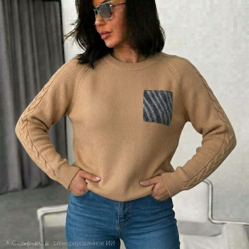 кофта женская,джемпер,женский свитер,свитер женский wisell др5-482 коричневый 48 ru,вязаные джемпера