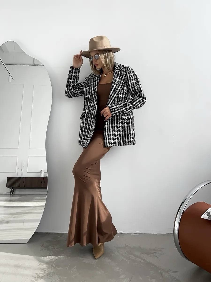 пиджак твидовый в клетку приталенный жакет provocanto,пиджак твидовый в клетку,твидовый жакет,твидовый пиджак,пиджак женский в клетку