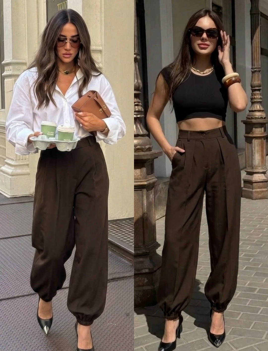 широкие брюки,брюки палаццо,стильные образы,брюки на женщине