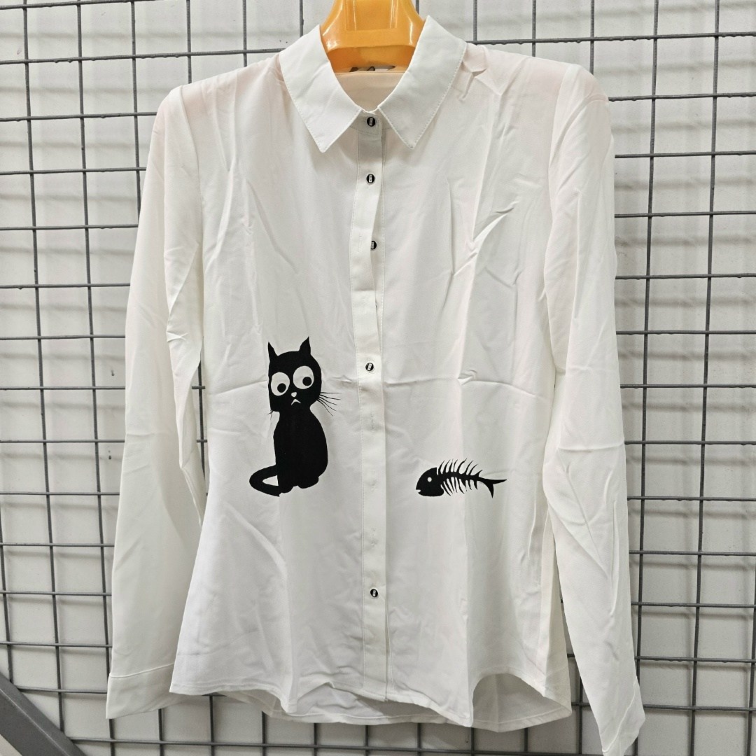 блузка с рубашка с кошкой,рубашка с котиками,блузка с котами,блузка школьная,блузка женская