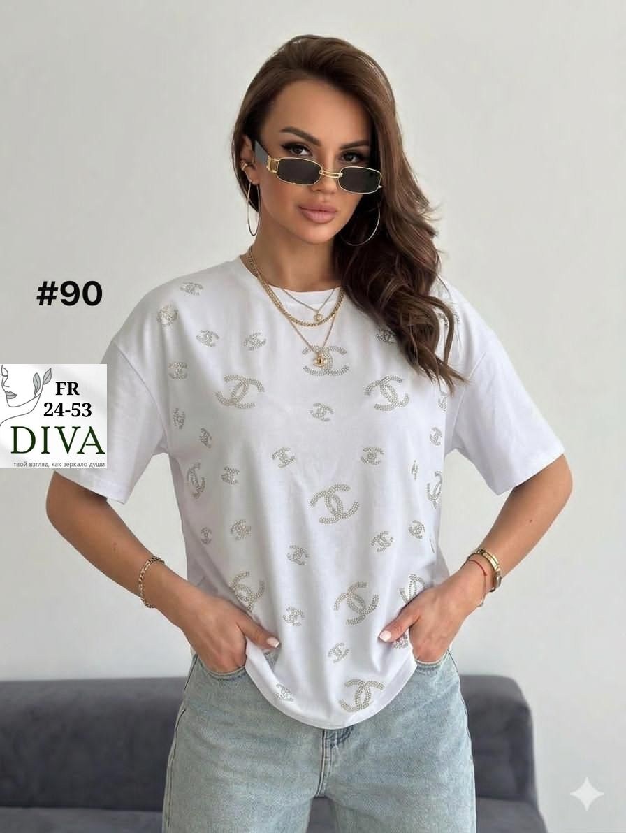 женская футболка,стильные костюмы,женская футболка со стразами,футболки модные,футболка со стразами оверсайз