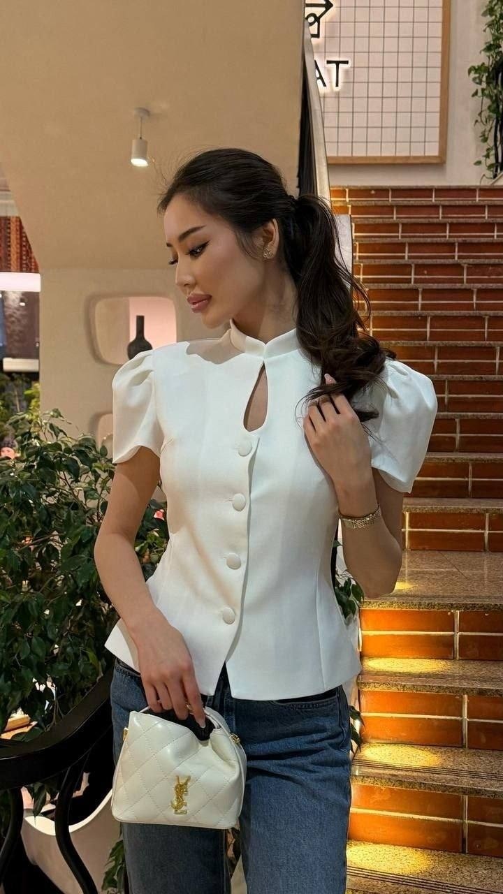 приталенный жакет,блуза,жакет с баской,женская блузка