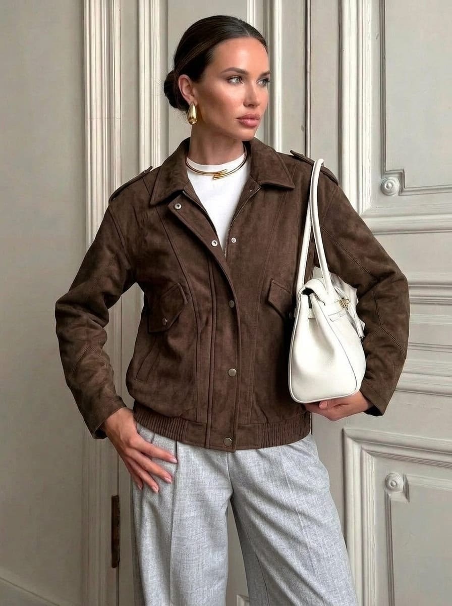 бомбер укороченный оверсайз замшевый куртка рабочего тренд saint shine,замшевая куртка,короткие куртки,женская куртка,куртка замшевая женская