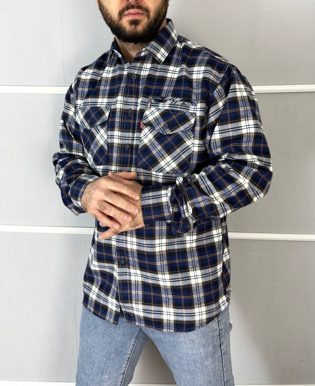 рубашка в клетку теплая h&h fashion,теплая рубашка в клетку westhero 122052187,рубашка мужская,рубашка теплая в клетку с длинными рукавами,рубашка теплая в клетку