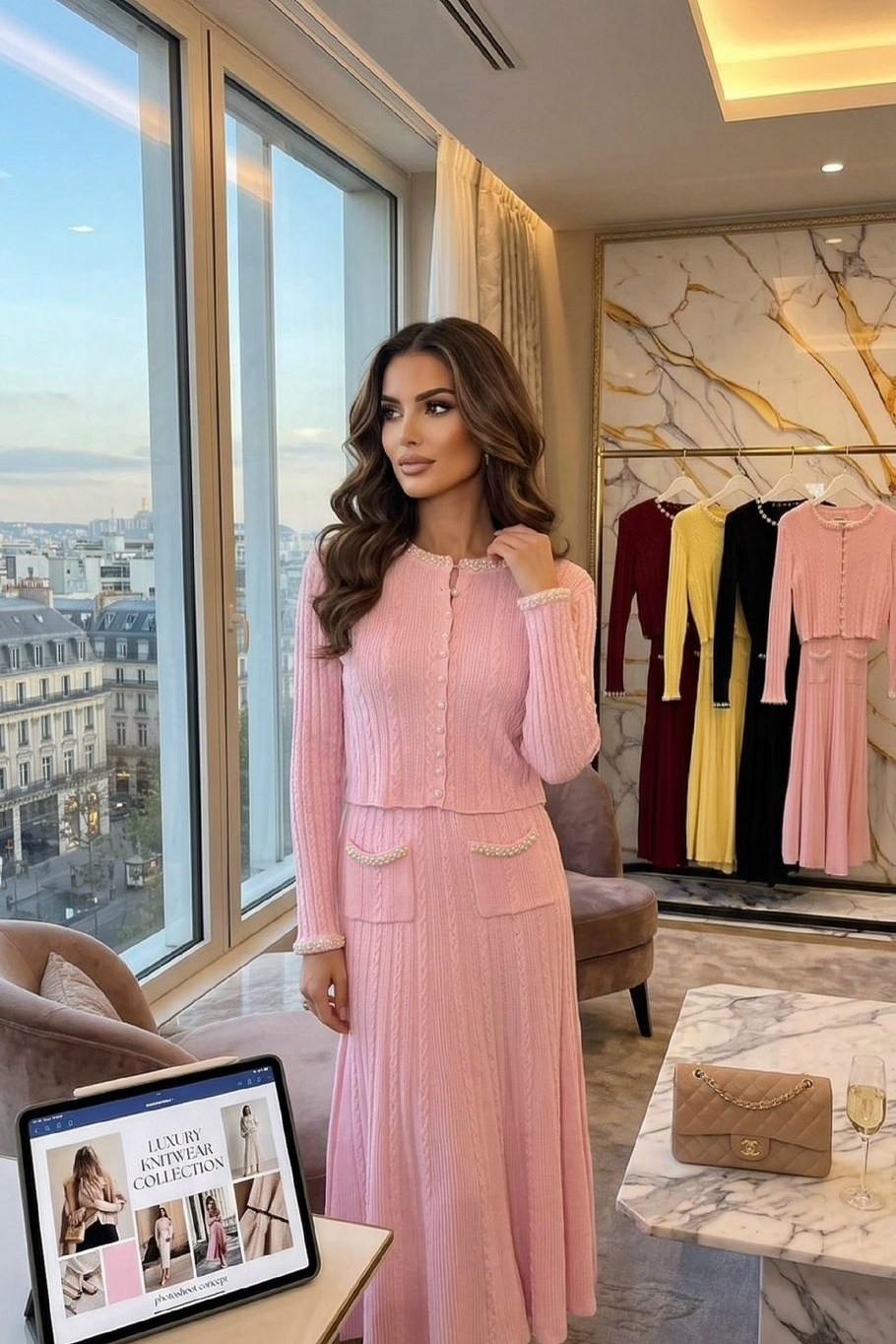 костюм трикотажный кофта с юбкой макси emberens цвет розовый,костюм с юбкой,модное платье,платье трикотажная,платье женской