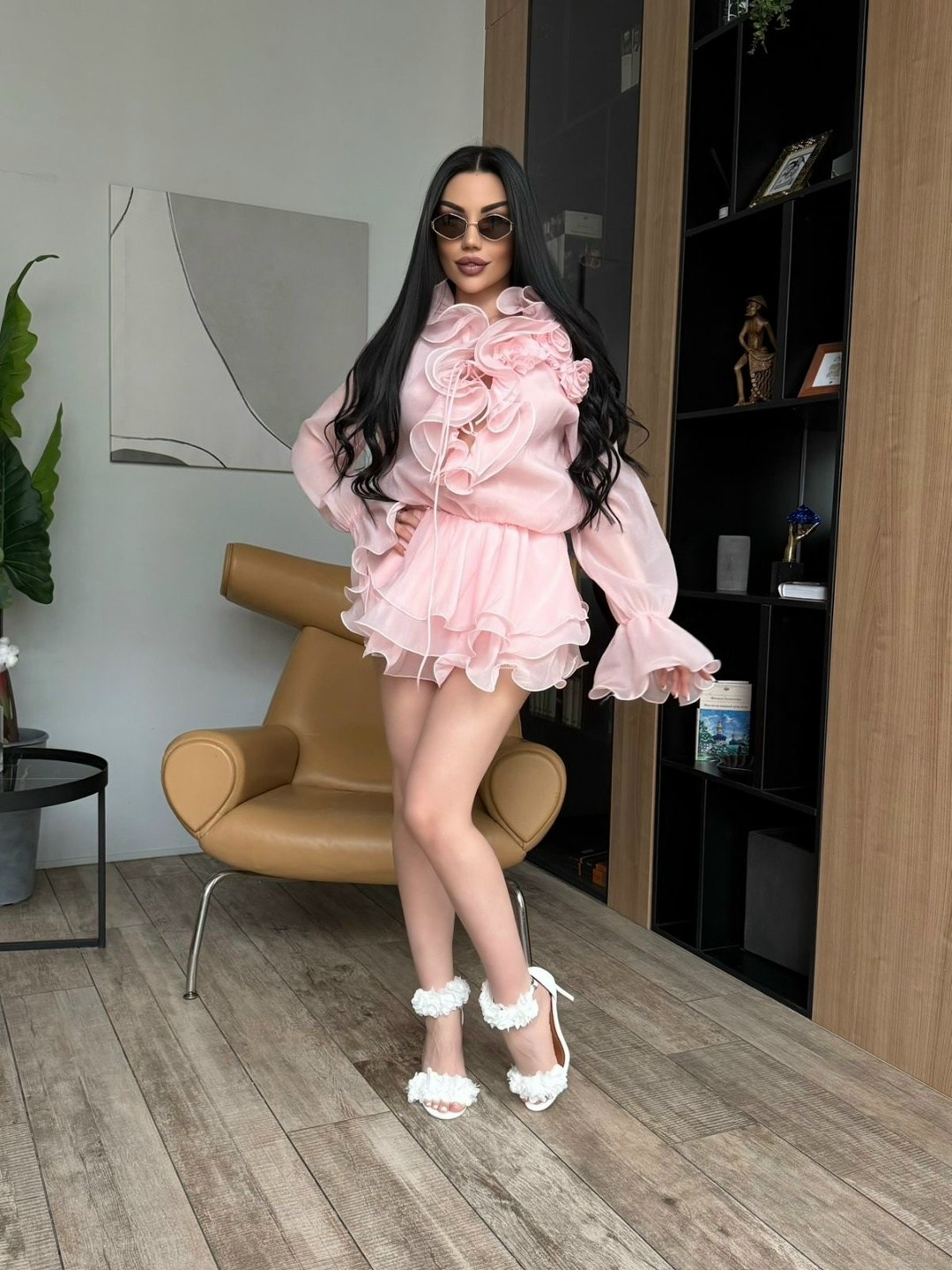 шифоновое платье с рюшами,розовое платье,модное платье,розовое платье мини,платья для фотосессии
