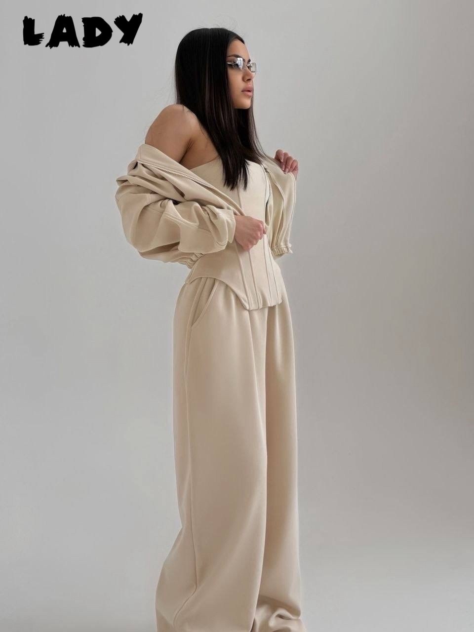 женский костюм,трикотажные костюмы,костюм марсала,широкие брюки,костюм тройка с брюками