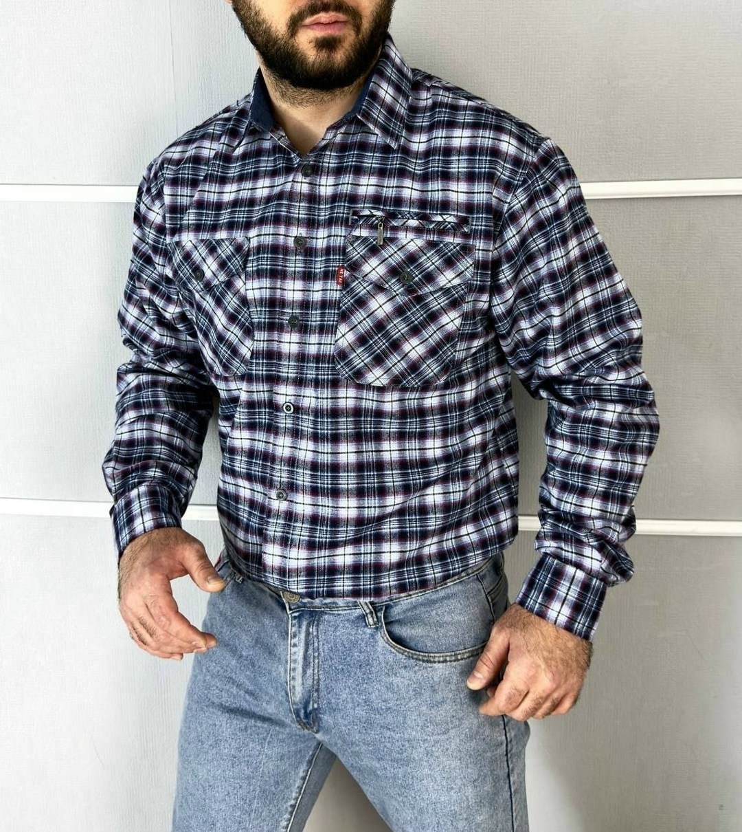 рубашка в клетку теплая h&h fashion,теплая рубашка в клетку westhero 122052187,рубашка мужская,рубашка теплая в клетку с длинными рукавами,рубашка теплая в клетку