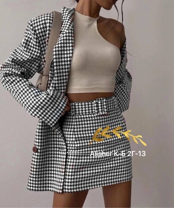 костюм женский твидовый двойка с юбкой masqerado,твидовый костюм с юбкой,костюм с юбкой,твидовый костюм с мини юбкой,твидовый костюм