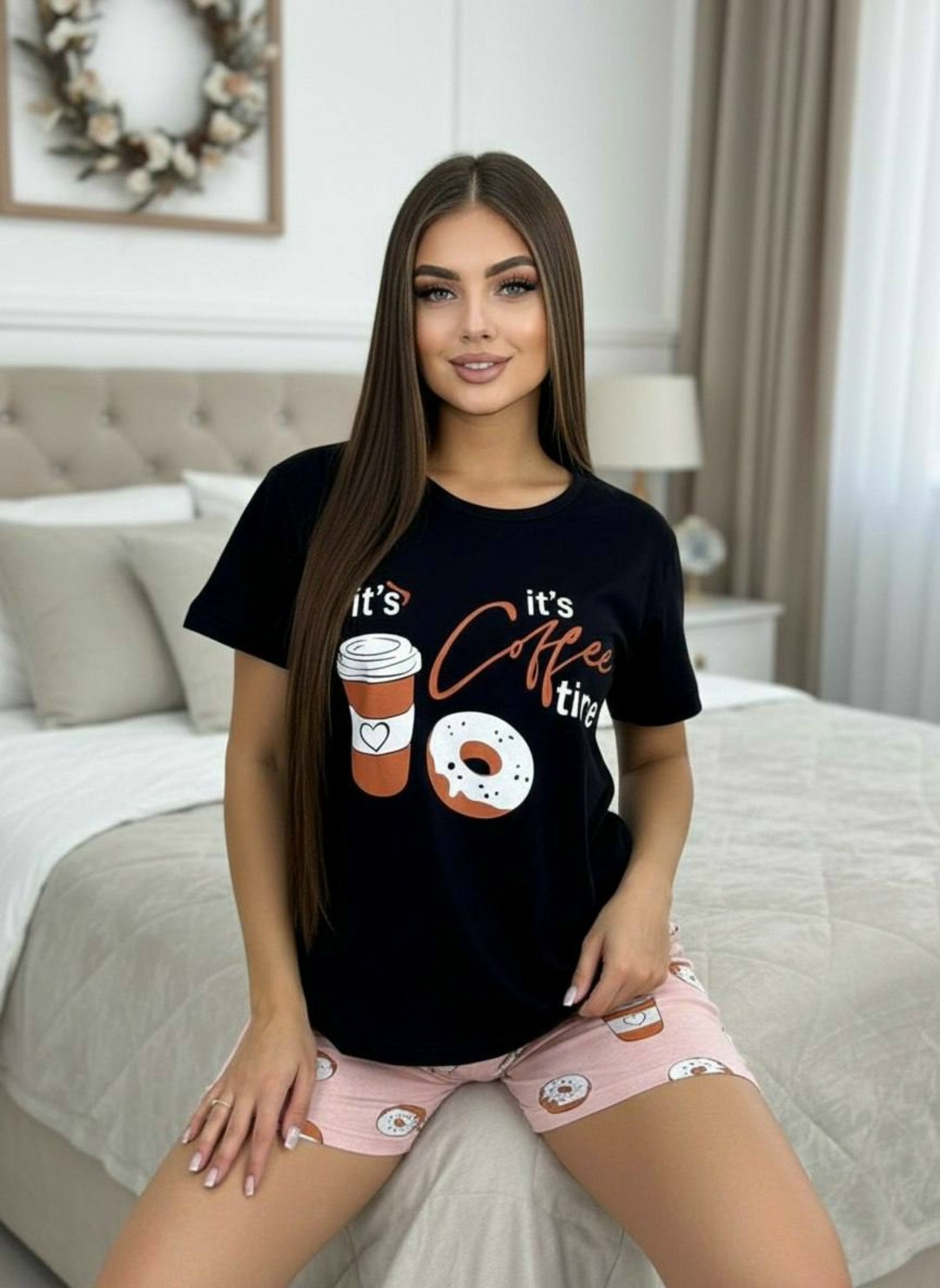 пижама женская,женская пижама с шортами,пижама,пижама черная,пижама с шортами