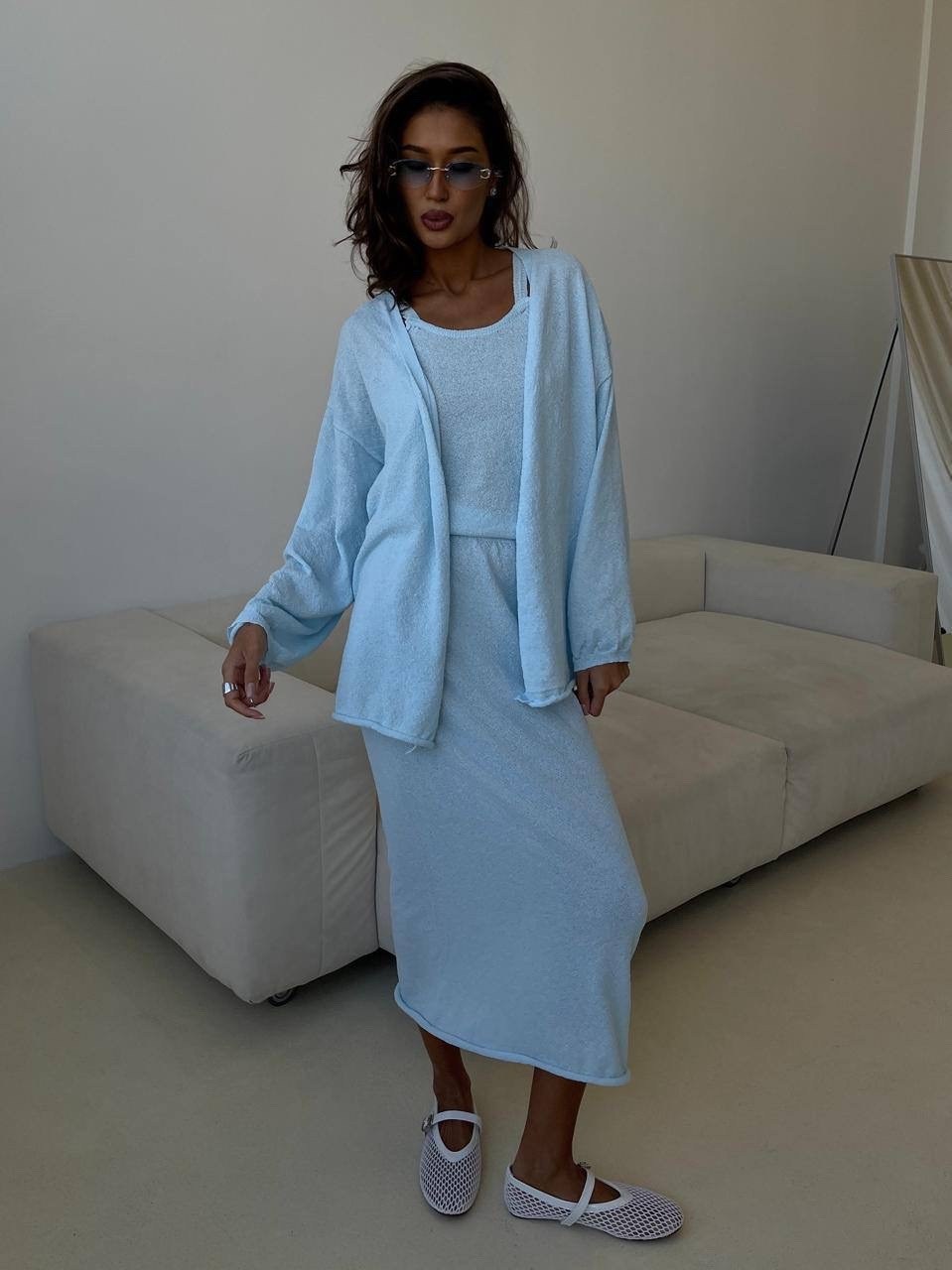 костюмы трикотажные,женский трикотажный костюм с юбкой,элегантные кардиганы,костюм с платьем,костюм тройка женский