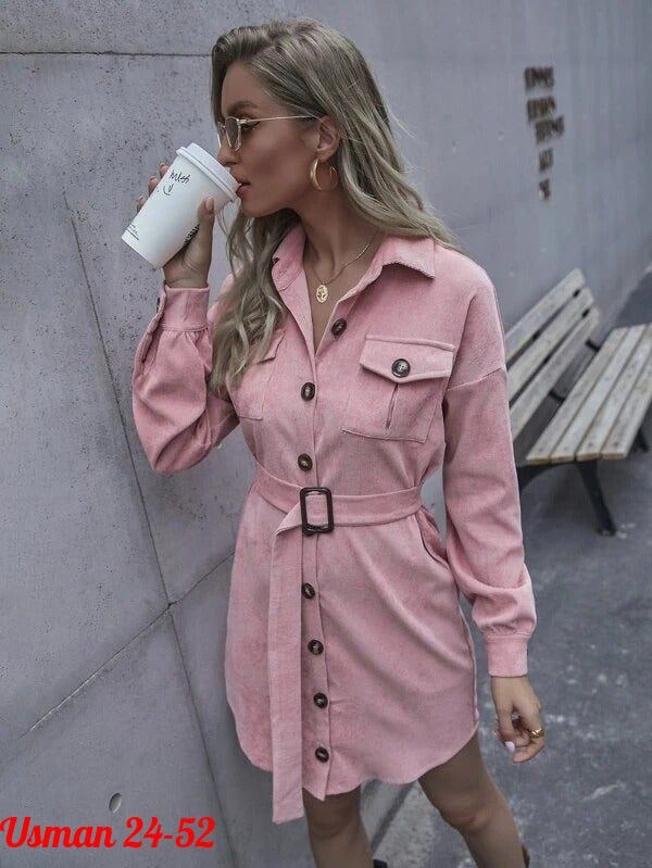 платье рубашка женское,платье рубашка с поясом, ,вельветовое платье рубашка декор,платье рубашка