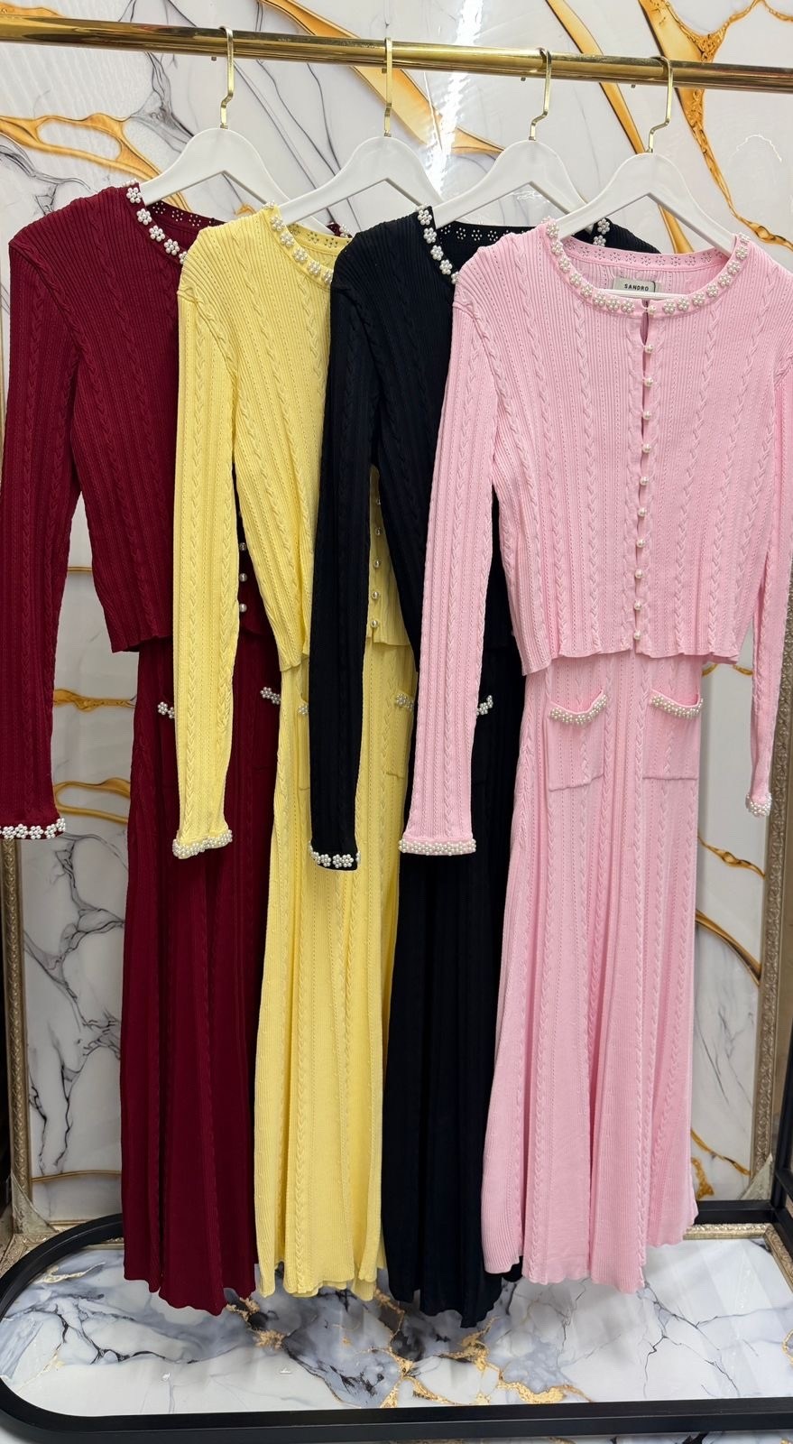 костюм трикотажный кофта с юбкой макси emberens цвет розовый,костюм с юбкой,модное платье,платье трикотажная,платье женской