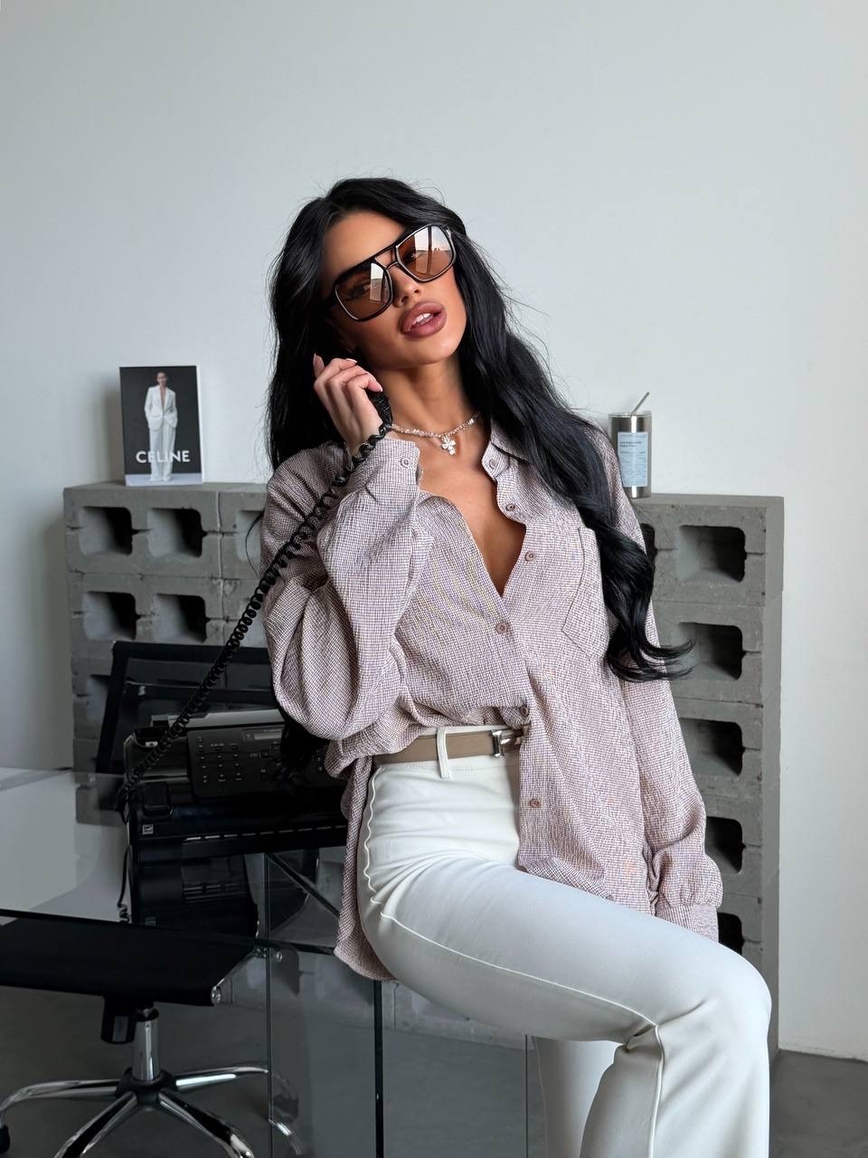 рубашка в клетку от miu miu,женская рубашка,стильная рубашка,рубашка,рубашка блузка