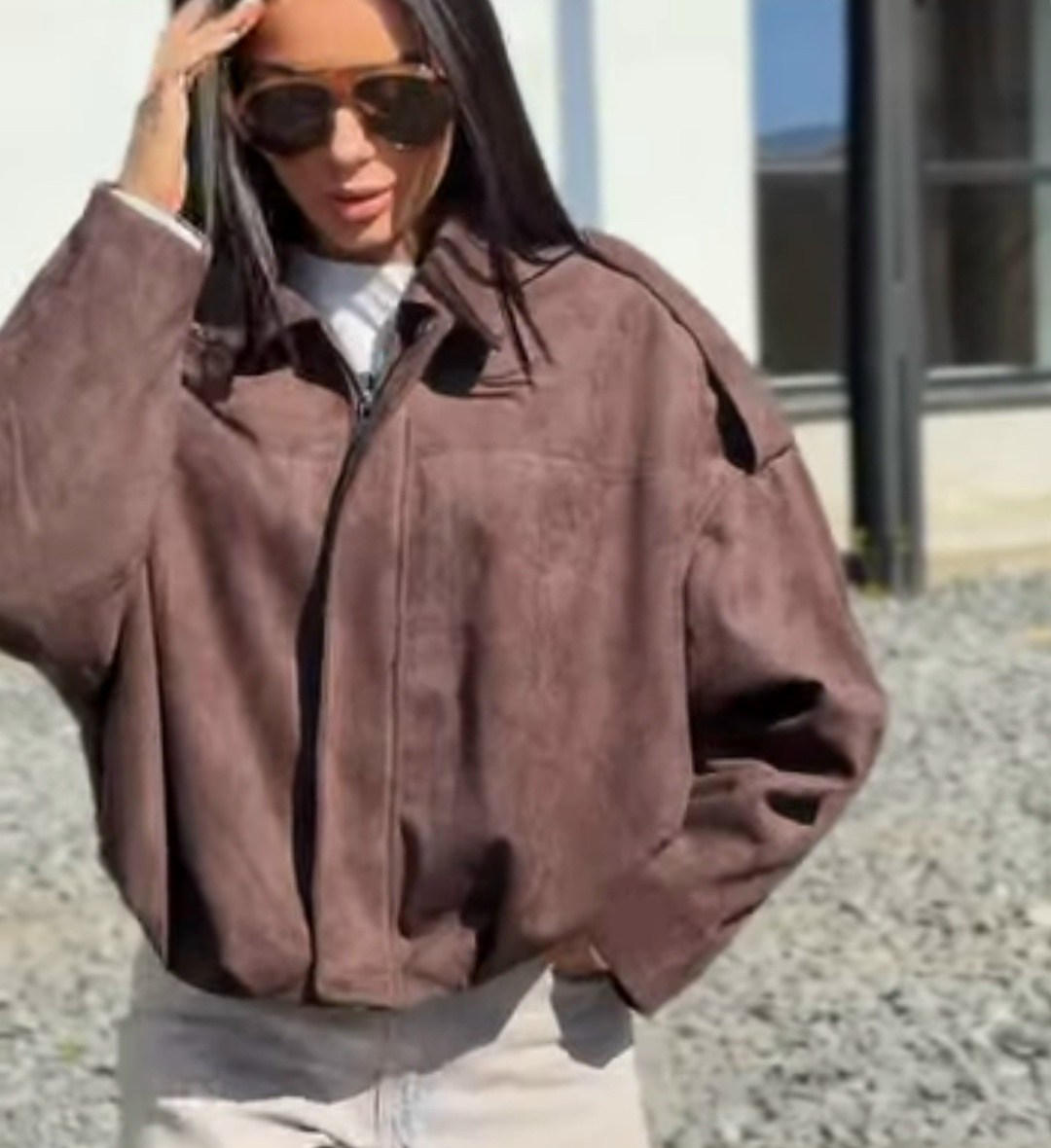 куртка замшевая,куртка замшевая женская,куртка-бомбер из искусственной замши zarina,куртка свободного кроя,куртка из искусственной замши