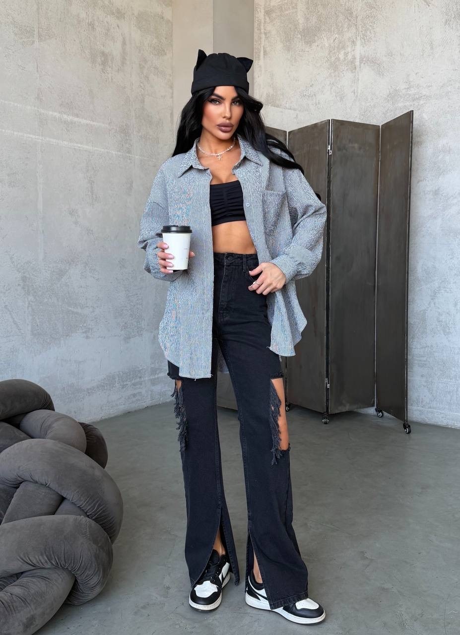 рубашка женская в клетку оверсайз,рубашка серая,женская рубашка,стильная рубашка,рубашка модная