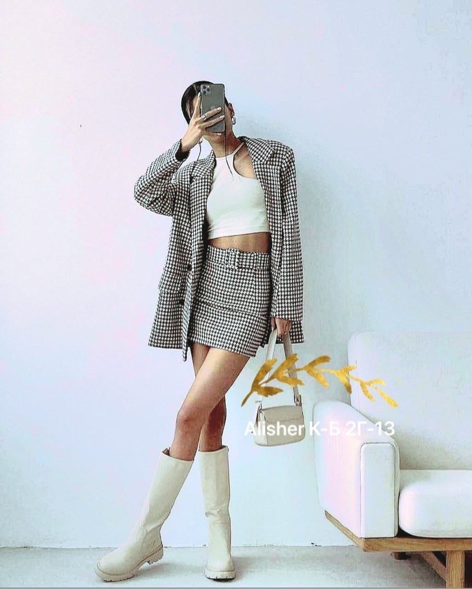 костюм женский твидовый двойка с юбкой masqerado,твидовый костюм с юбкой,костюм с юбкой,твидовый костюм с мини юбкой,твидовый костюм