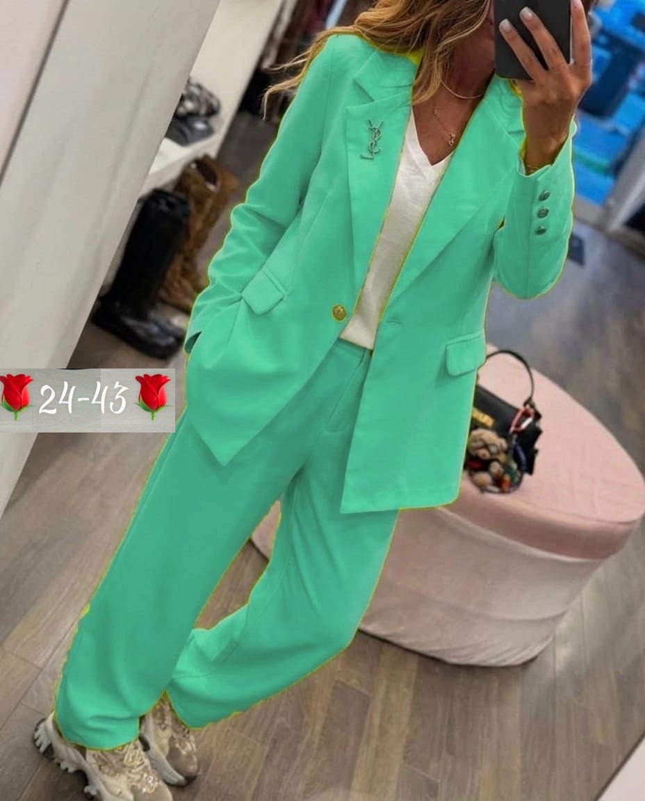 костюм брючный палаццо женский стильный,женские брючные костюмы,брючный костюм dilana vip 2056 мята_тиффани,костюм брючный палаццо,мятный костюм женский брючный