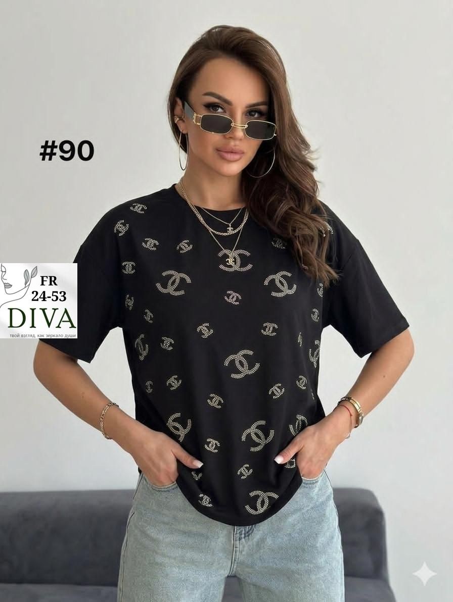 женская футболка,стильные костюмы,женская футболка со стразами,футболки модные,футболка со стразами оверсайз