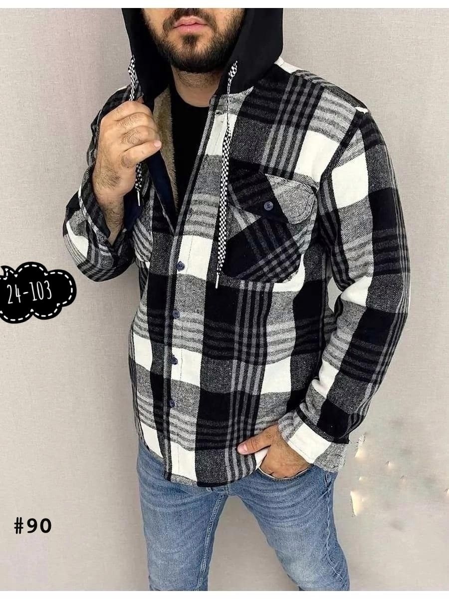 рубашка мужская на меху,рубашка на меху с капюшоном,рубашка с капюшоном,рубашка на меху зимняя в клетку,куртка толстовка