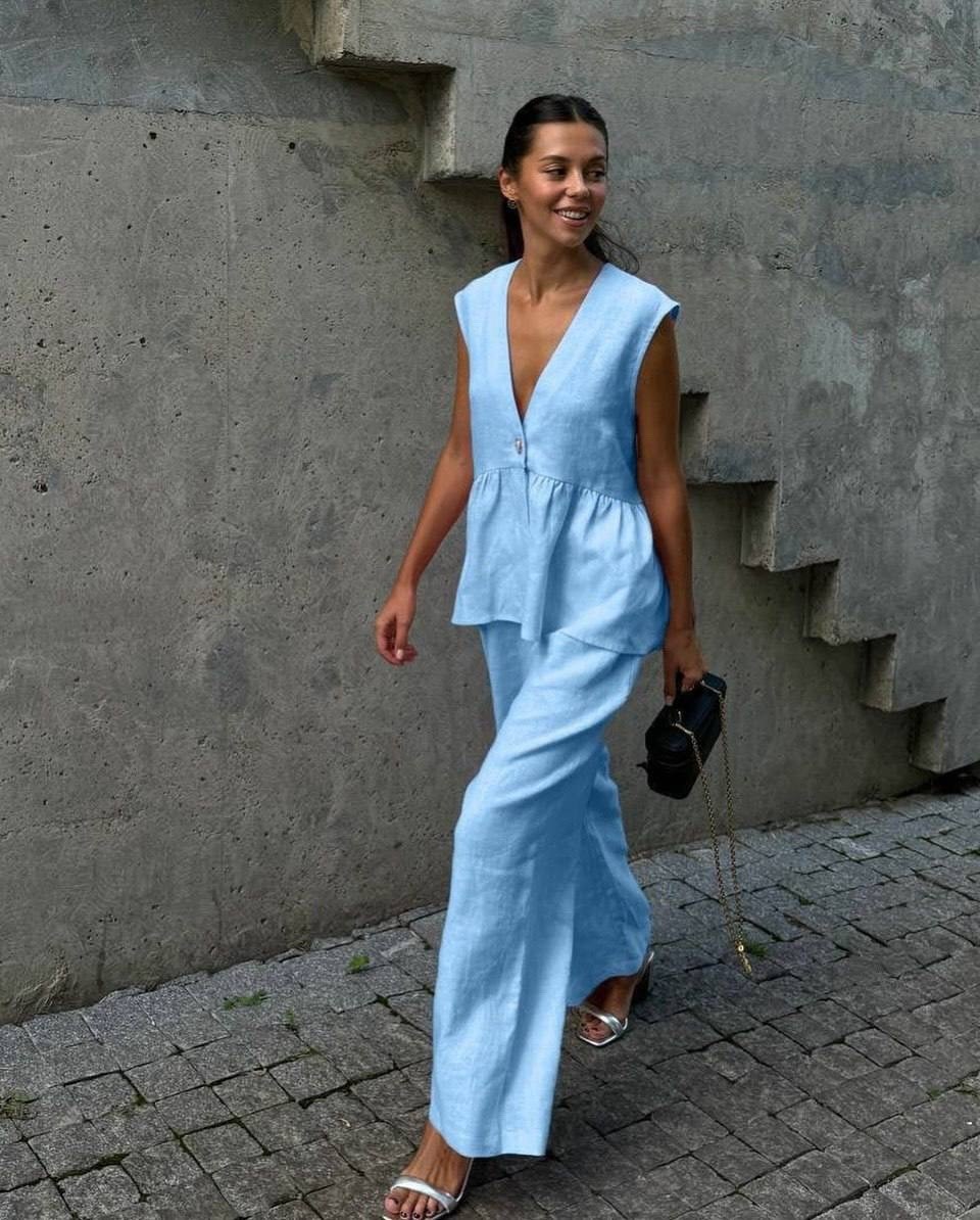 женская мода,костюм из льна,костюм женский летний,брючный костюм