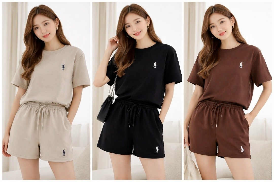 костюм с шортами и футболкой поло летний insomand,костюм с шортам,женский костюм с шортами,костюм женский,костюм с шортами и футболкой поло летний insomand цвет шоколадно-коричневый