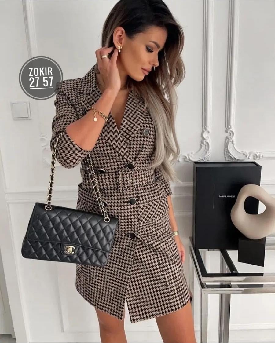 платье-пиджак,платье пиджак в клетку,женский длинный пиджак в клетку,женское платье пиджак,