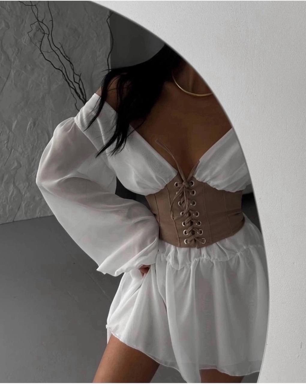 платье с корсетом,корсетный костюм из юбки и топа,костюм из шифона с корсетом и юбкой,корсетный костюм женский,приталенное платье с корсетом