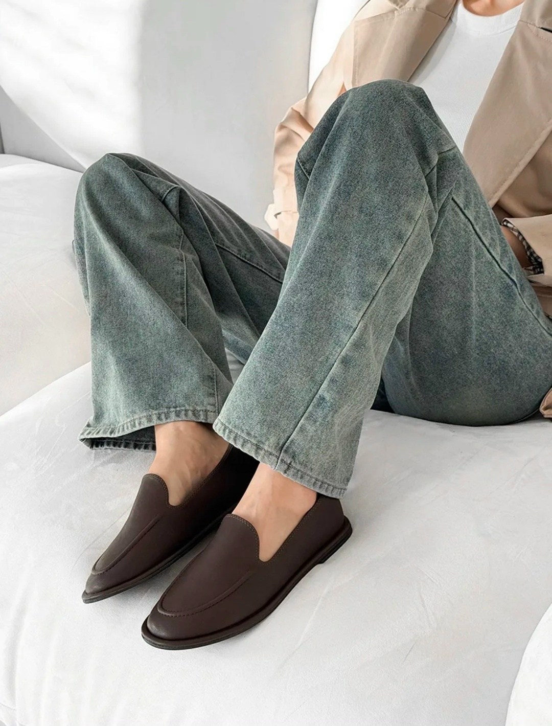 ,лоферы женские,женская , повседневные,коричневые лоферы