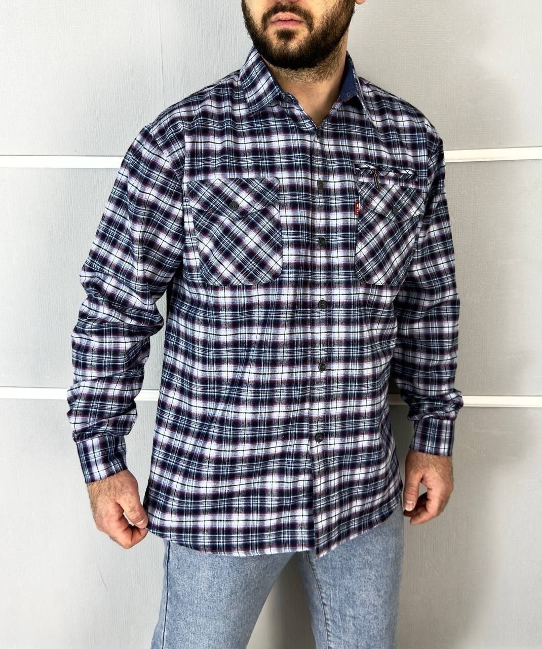 рубашка в клетку теплая h&h fashion,теплая рубашка в клетку westhero 122052187,рубашка мужская,рубашка теплая в клетку с длинными рукавами,рубашка теплая в клетку