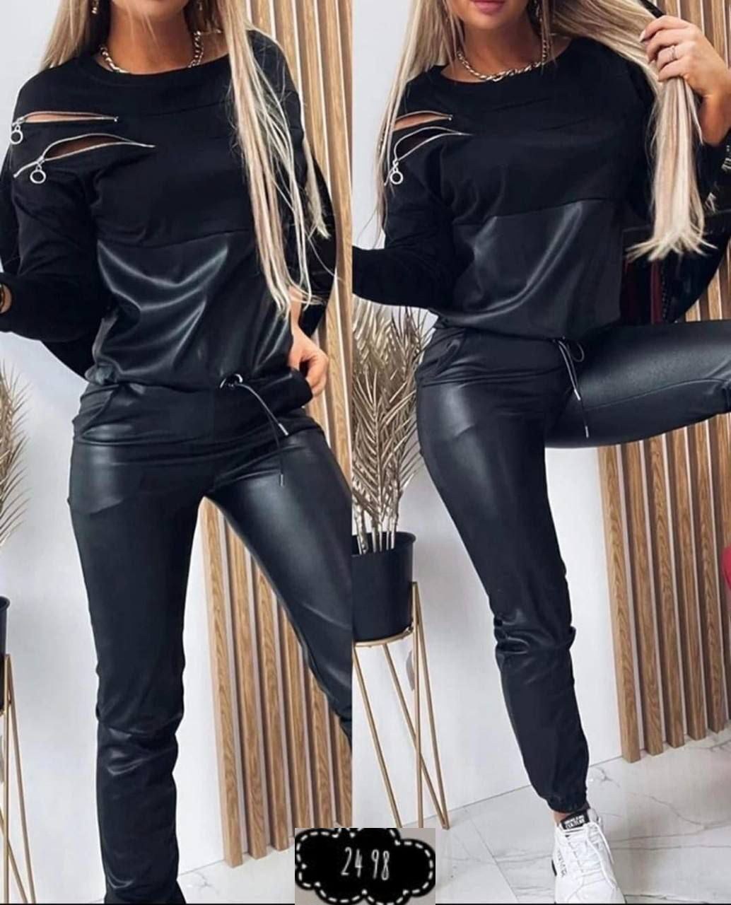 костюм из экокожи,спортивные костюмы женские,костюм женский,,костюм двойка эко кожа