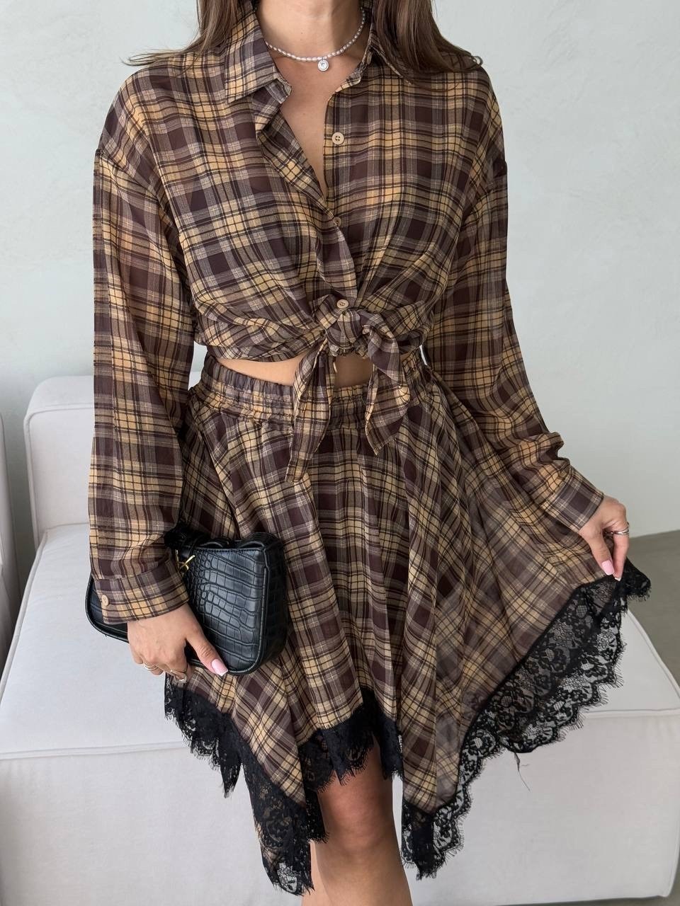 платье рубашка в клетку,костюм с юбкой и рубашкой,костюм в клетку,теплое платье рубашка в клетку,костюм юбка с рубашкой в клетку