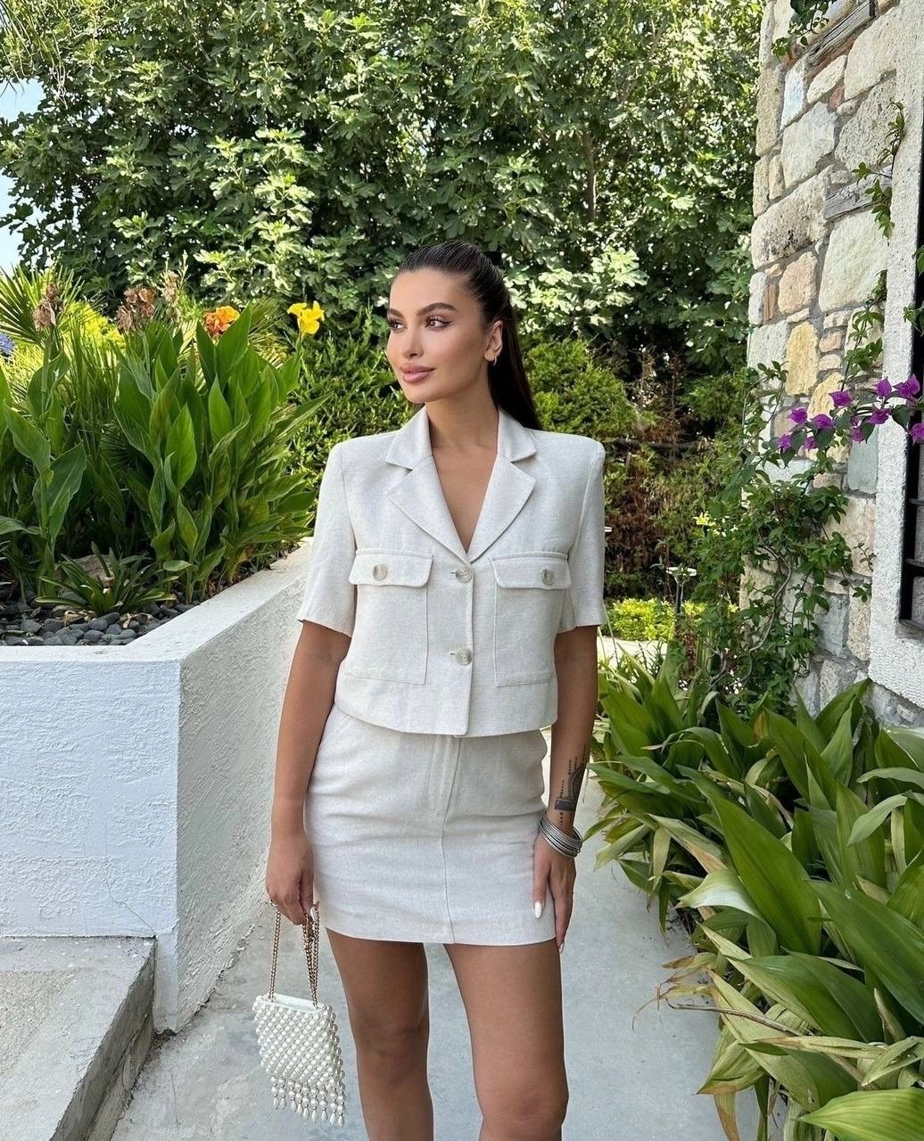 твидовый костюм,костюм женский с юбкой,твидовый костюм юбка и укороченный жакет,белый костюм с юбкой