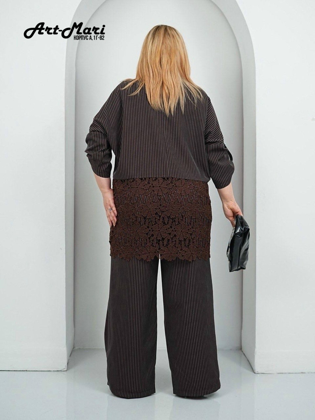 брючный комплект,одежда для полных,брючный костюм michel chic 1386/1 черный,брючный костюм женский,жакет и брюки