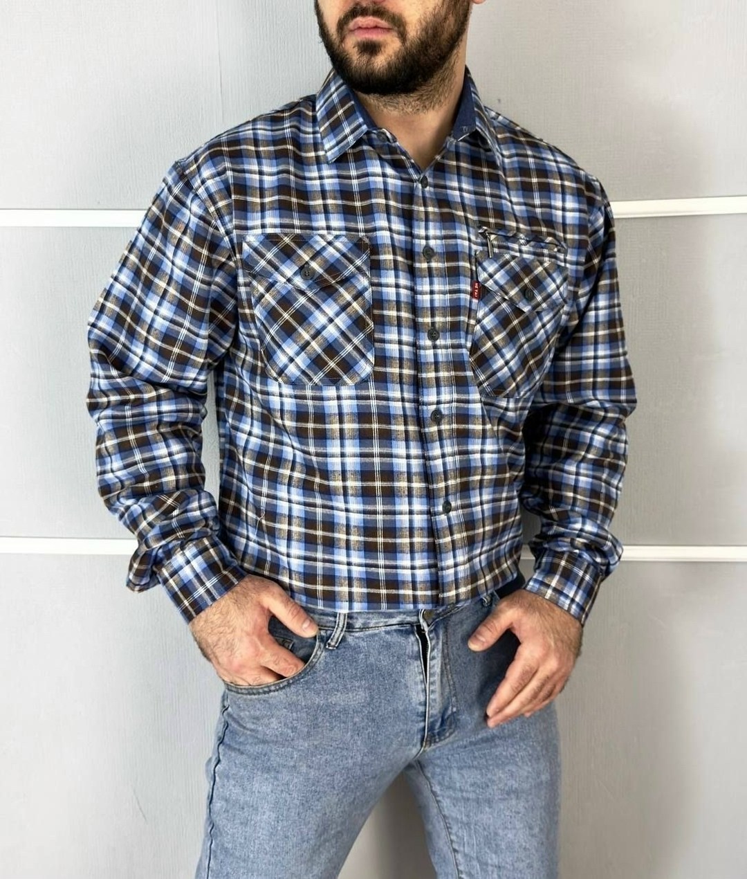 рубашка в клетку теплая h&h fashion,теплая рубашка в клетку westhero 122052187,рубашка мужская,рубашка теплая в клетку с длинными рукавами,рубашка теплая в клетку