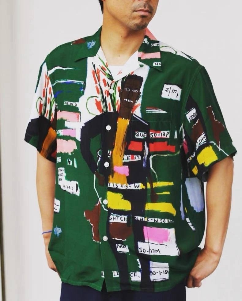 рубашка с принтом,jean-michel basquiat s/s hawaiian shirt,рубашка с принтом мужская,рубашки wacko maria,wacko maria jean-michel basquiat type 4 hawaiian shirt