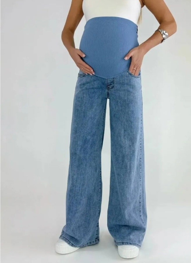 джинсы голубые прямые 2408-1 для беременных,джинсы для беременных,джинсы euromama для беременных,прямые джинсы для беременных,широкие джинсы для беременных