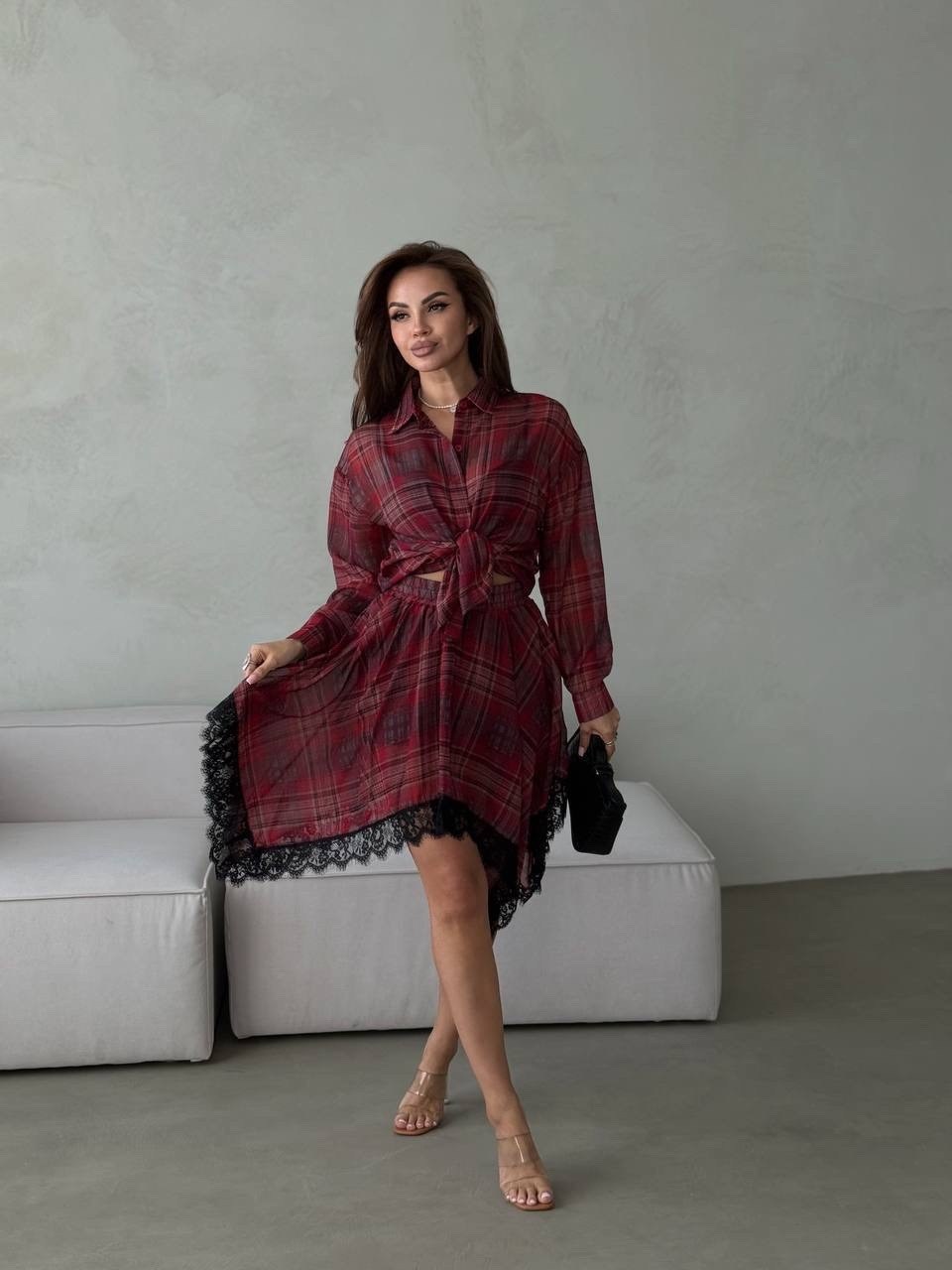 платье рубашка в клетку,костюм с юбкой и рубашкой,костюм в клетку,теплое платье рубашка в клетку,костюм юбка с рубашкой в клетку