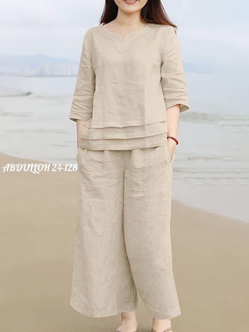 костюм льняной,женский однотонный винтажный комплект брюк из хлопка и льна,повседневный костюм,льняной костюм женский,летние костюмы
