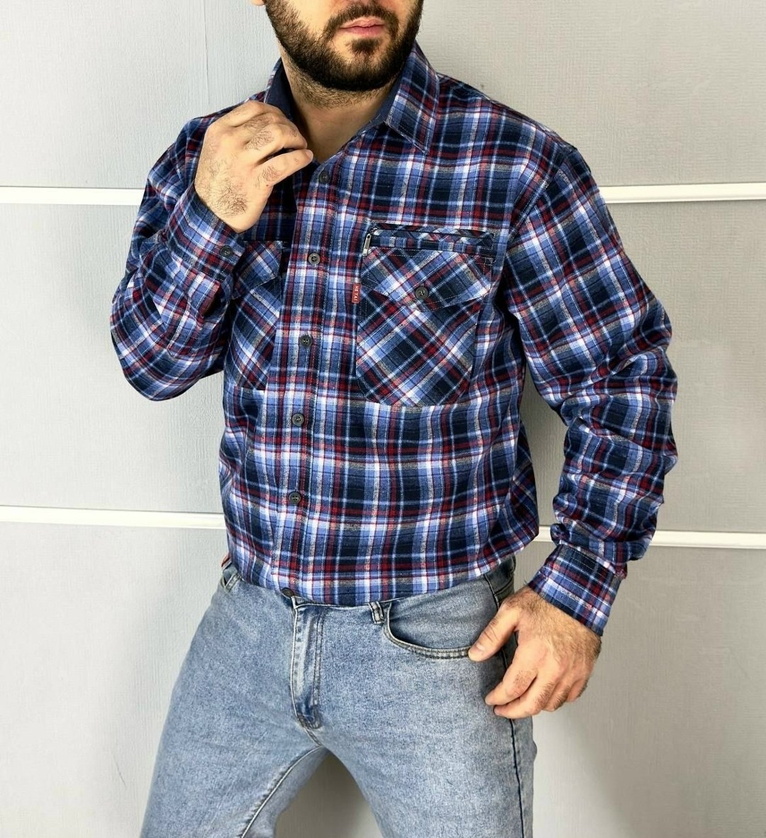 рубашка в клетку теплая h&h fashion,теплая рубашка в клетку westhero 122052187,рубашка мужская,рубашка теплая в клетку с длинными рукавами,рубашка теплая в клетку