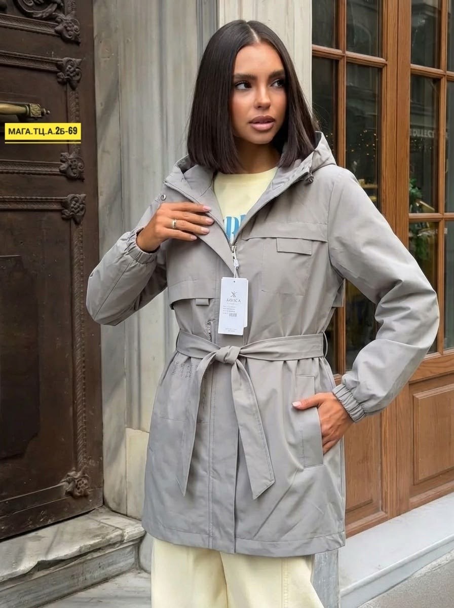 куртка женская,куртка женская бежевая,женская ветровка,плащ женский,куртка демисезонная парка с капюшоном удлиненная laroi 310282260