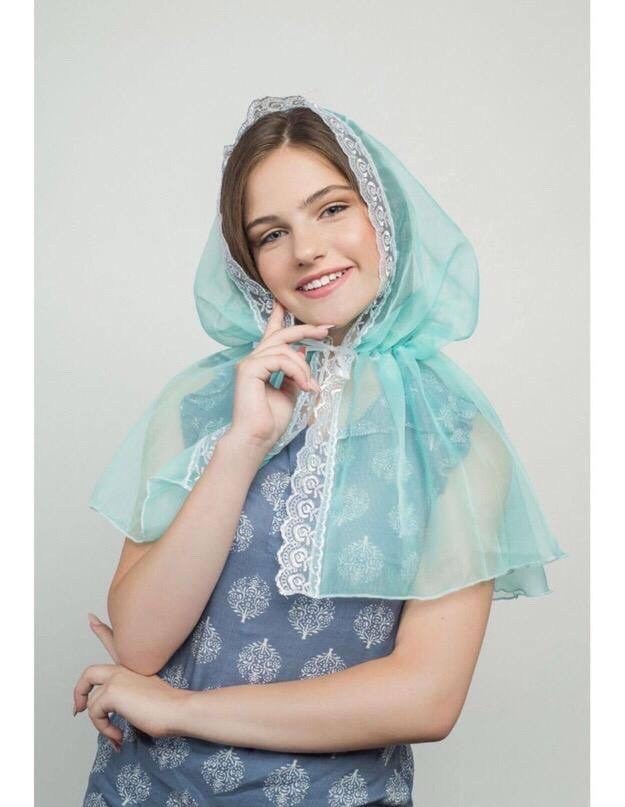 лиловый платок на голову,платок для храма женский,платок в церковь,церковный платок,платок ниспадающий