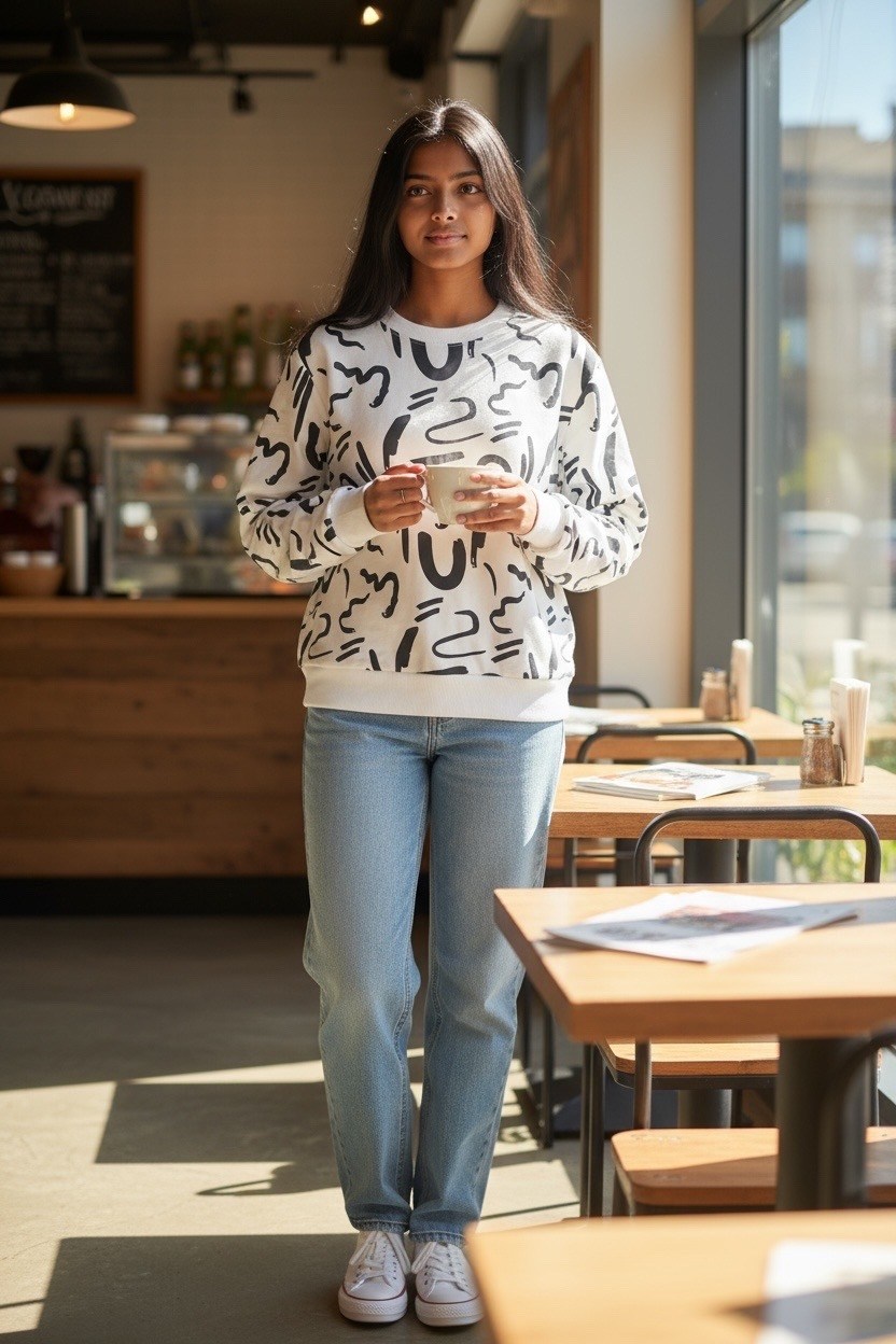 свитшот женская,свитшот,свитшот с принтом,свитшот laredoute свитшот с графичным принтом,толстовки свитшот