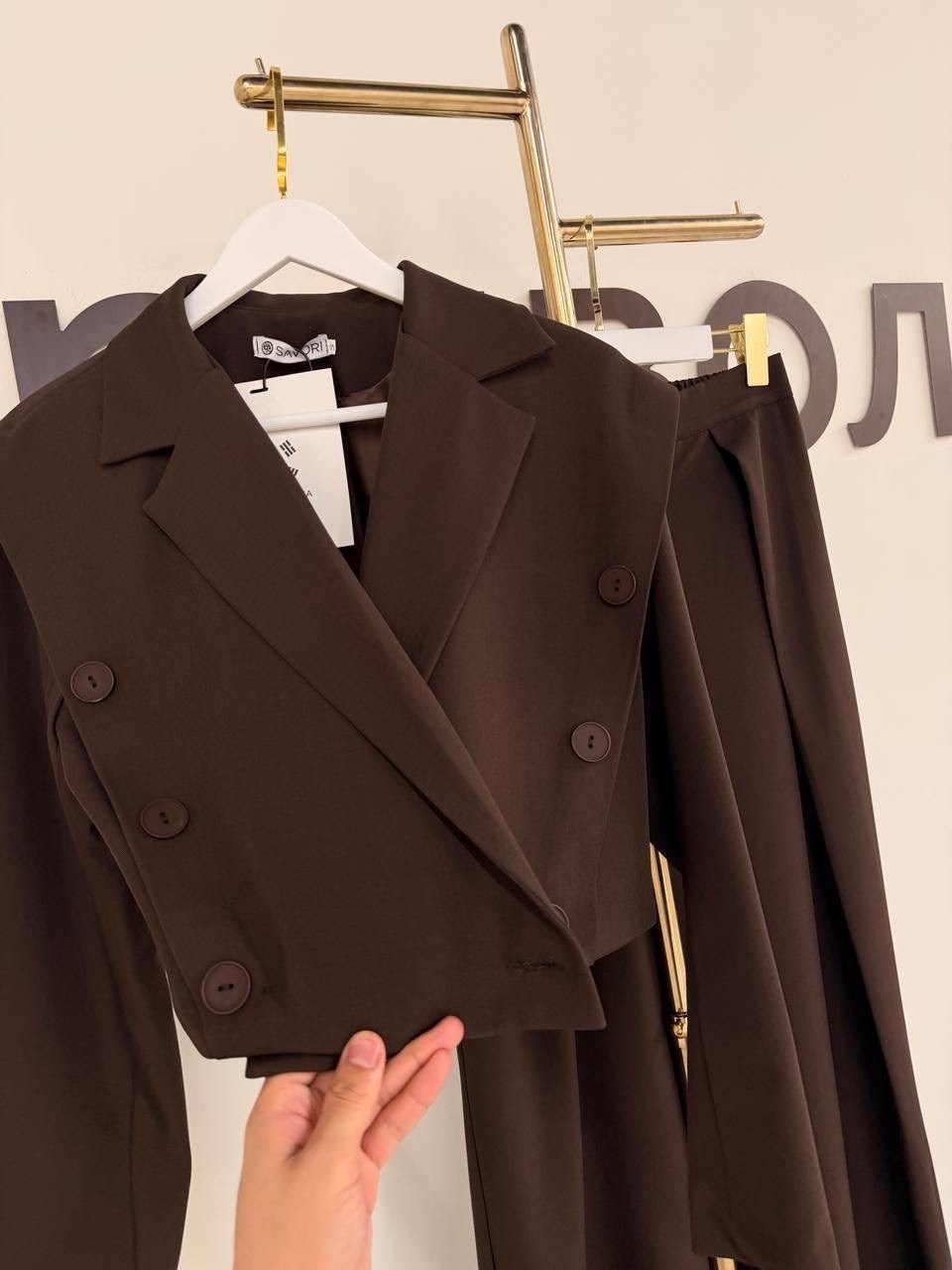 брючный костюм с укорочённым пиджаком и брюки палаццо,брючный костюм,женский брючный костюм с укороченным пиджаком и брюками палаццо,костюм брючный палаццо,женский брючный костюм