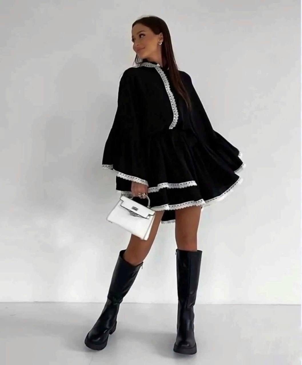 платье с отделкой кружевом асимметричной юбкой,платье с отделкой кружевом асимметричной юбкой ка,платье с отделкой кружевом,асимметричной юбкой-капустой и широкими рукавами,платье с отделкой,платье же