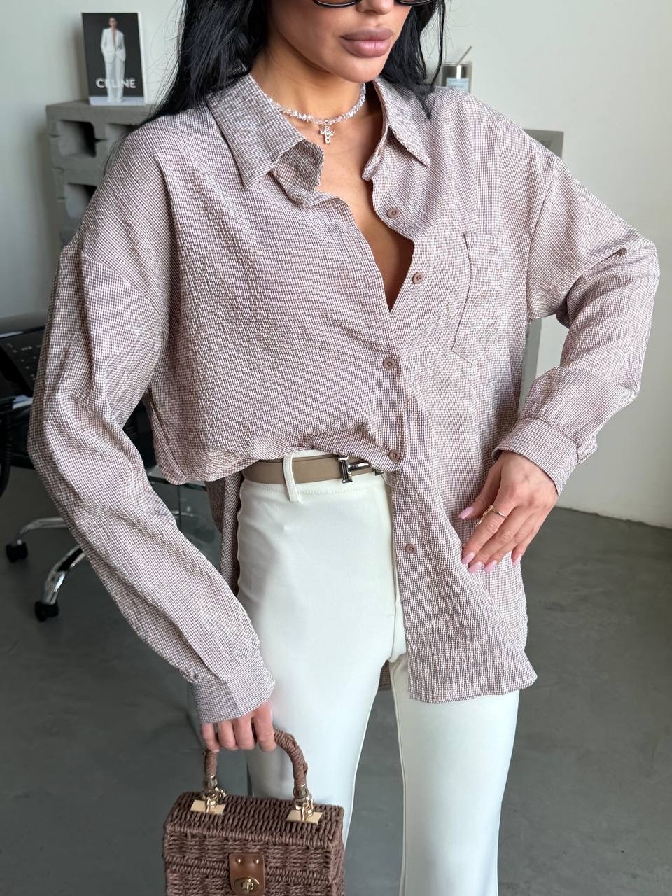 рубашка в клетку от miu miu,женская рубашка,стильная рубашка,рубашка,рубашка блузка