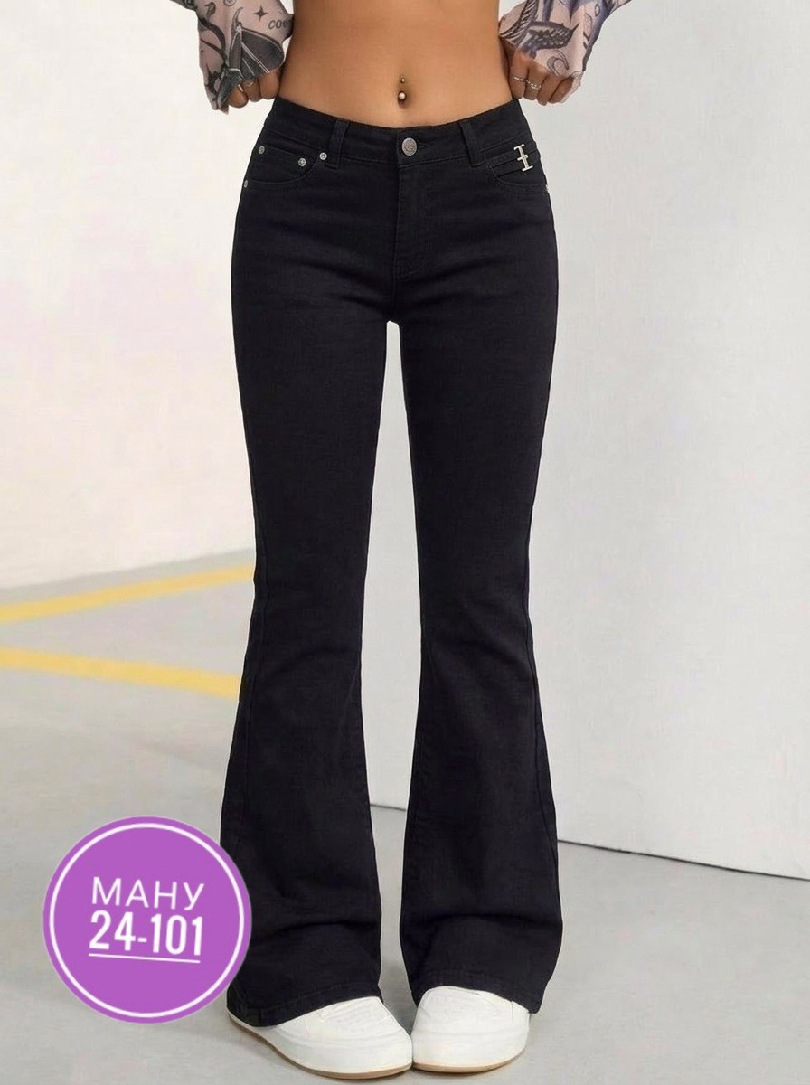 джинсы клеш от колена pularia fashion,джинсы клеш,джинсы черные клеш,женские джинсы клеш,джинсы клеш от колена