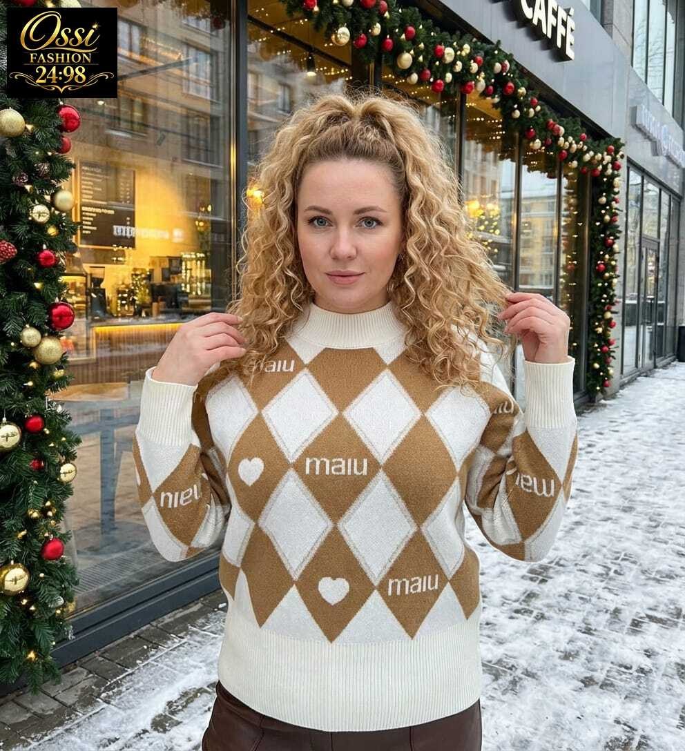 джемпер с ромбами,свитер джемпер,модные свитера,свитер с ромбами,свитер