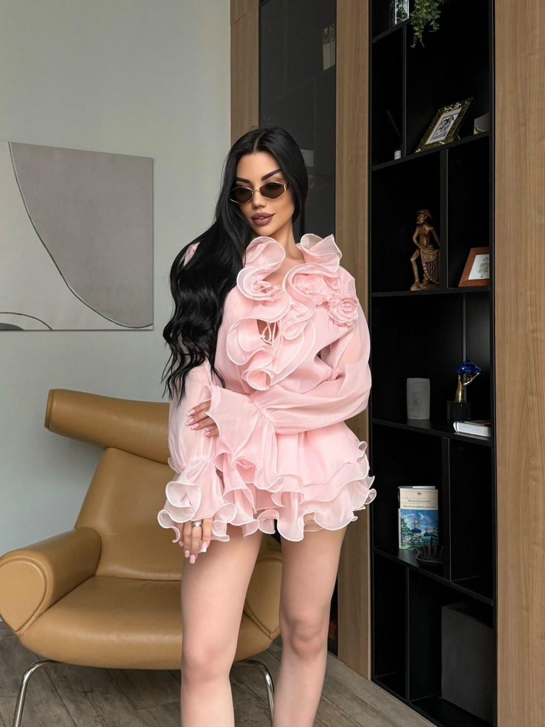 шифоновое платье с рюшами,розовое платье,модное платье,розовое платье мини,платья для фотосессии