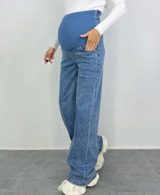 джинсы голубые прямые 2408-1 для беременных,джинсы для беременных,джинсы euromama для беременных,прямые джинсы для беременных,широкие джинсы для беременных